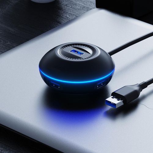 4-Port USB3.0 Hub with Independent Power, Industrial Splitter Supports 16TB HDD for Office & Gaming