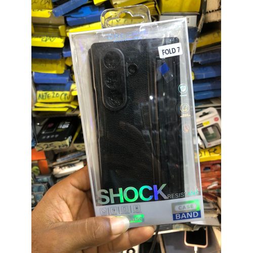 Galaxy Z Fold 7 Case Built-in Screen Protector- Leather Flip Case With S Pen Black