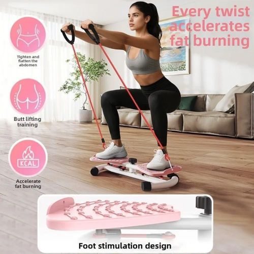Silent Rotating Core Twist Board with Resistance Bands & Non-Slip Pedals
