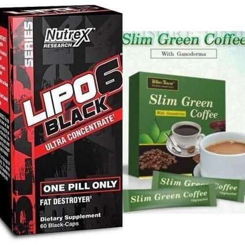 Lipo 6 Black Ultra Concentrate Fat Destroyer WEIGHT LOSS + SLIM GREEN COFFEE 2pcs