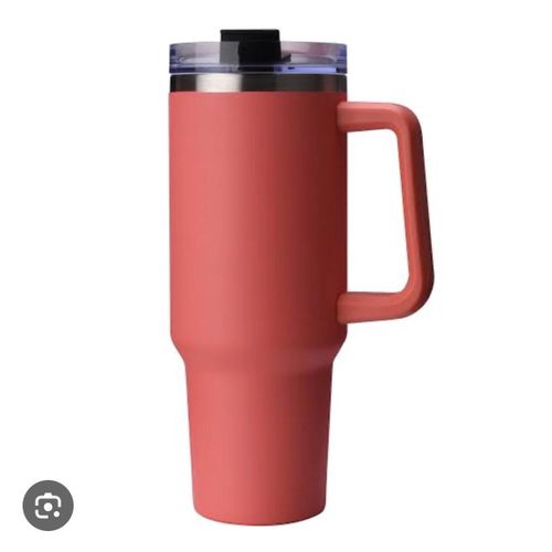 40 oz (1200 ml) stainless steel insulated vacuum travel tumbler with a handle and lid