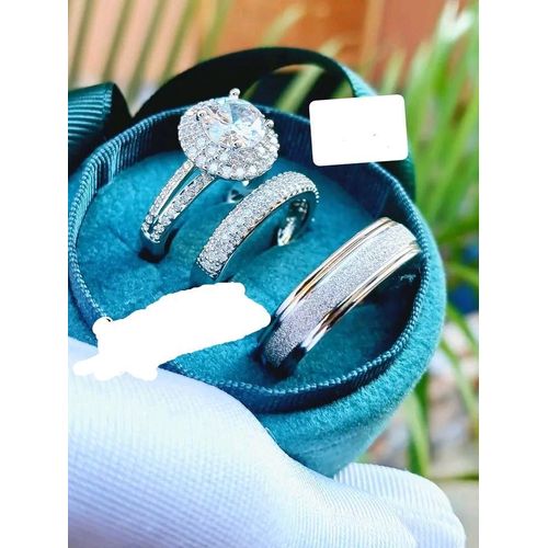 Perfect Match Silver Wedding Ring Set (Non Fading) -