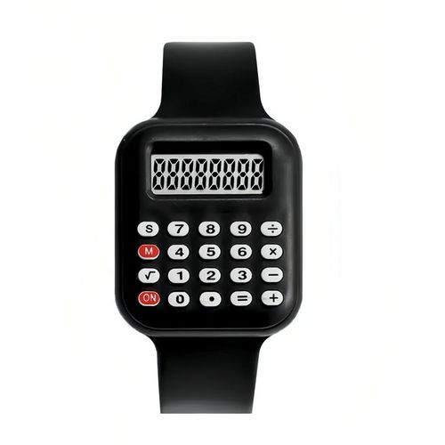 2-in-1 Digital Calculator Watch for Kids - Portable Wrist Calculator with Time Display, Silicone Band, Mini Electronic Watch for Students & Daily Use