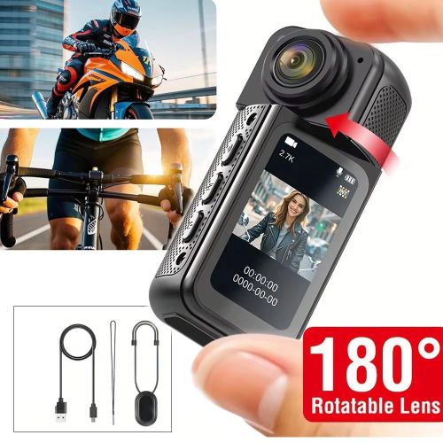 Mini 2.7K Thumb Action Camera 1080P Pocket Sport Cam 1.47 Inch 180 Angle WIFI Recorder Magnetic Attraction Bracket Camera For Riding Vlogging Recorder
