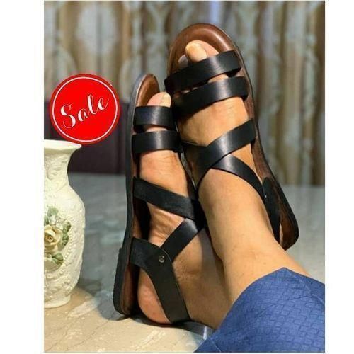 Black Strap Unique Palm Sandals