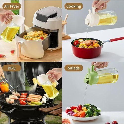 Portable Oil Sprayer and Dispenser, 2-in-1 Olive Oil Sprayer and Pourer, Plastic Kitchen Oil Spray Bottle for Cooking, Grilling, Baking, Salad