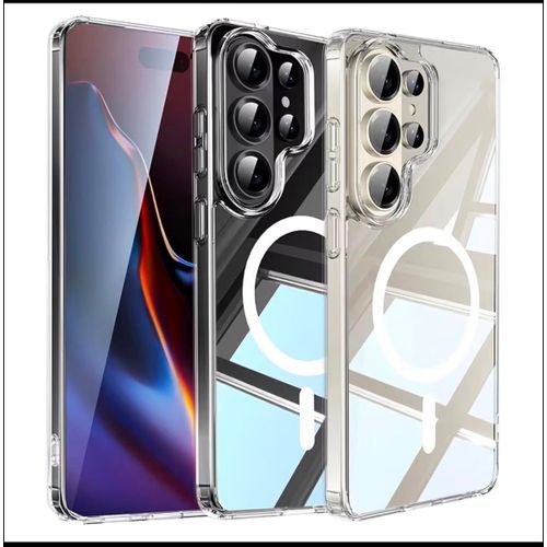 S21 Ultra Transparent Phone Case with Camera Protection - Luxury Transparent Magnetic Wireless Charging Phone Case, Shockproof Protective Clear Case ( TRANSPARENT )