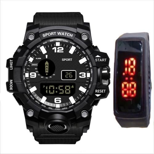 Attractive Chronograph Digital Sports Watch + Small Led watch