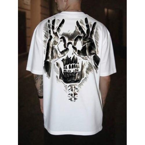 Skull Hand Graphic Oversized T-Shirt XL