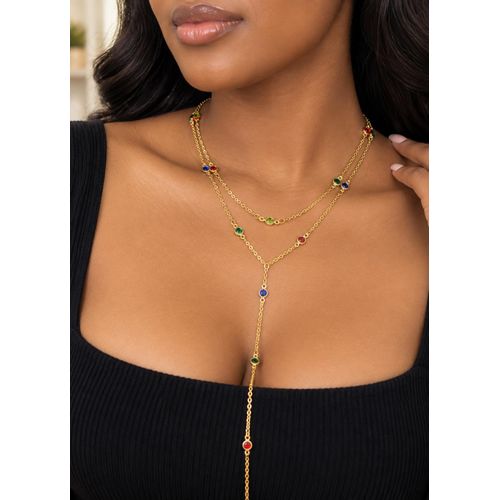 Women’s Multicolor Beaded Gold-Tone Layered Y- Necklace