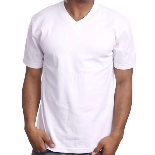 Classic V-Neck Plain T-Shirt - White