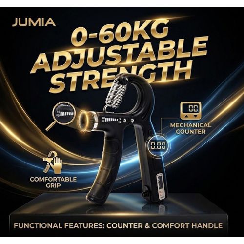 Professional Adjustable Hand Gripper 0-60kg - Heavy Duty Foam/Rubber Grip Wrist & Forearm Strength Trainer with Mechanical Counter for Gym Fitness & Muscle Building