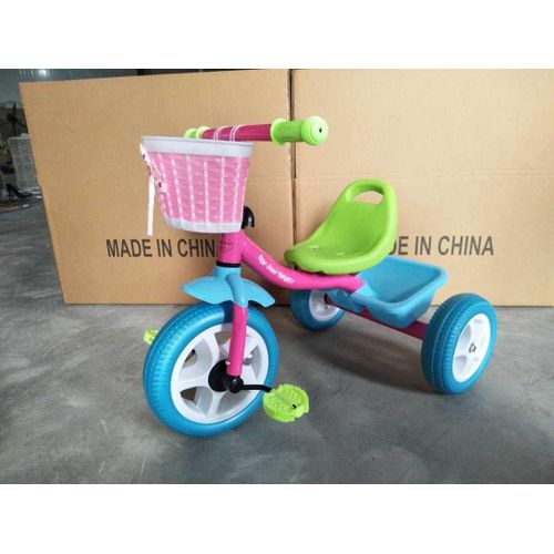 Kids Tricycle with Front Basket & Rear Storage Tray - 3 Wheel Ride-On Bike for Toddlers