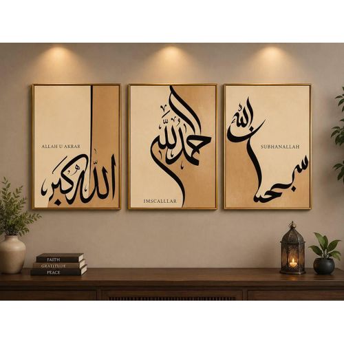 3 in 1 Modern Abstract Geometric Acrylic Wall Frame Art Set - Luxury Gold & Grey Living Room Decor