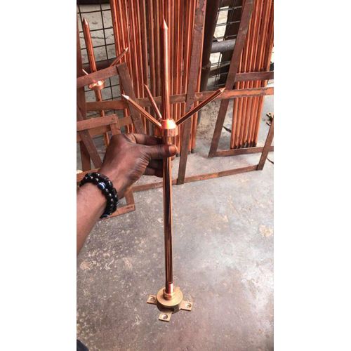 Copper Lightning Arrester – Heavy Duty Grounding Rod with Mounting Base