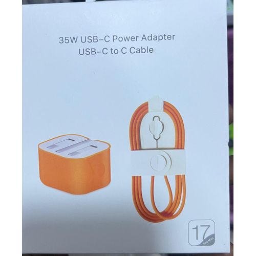 35W USB-C Power Adapter with USB-C to USB-C Cable – Dual Port Fast Charger