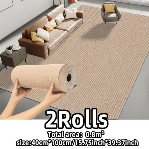2-piece interlocking rug with self-adhesive, non-slip surface, suitable for kitchens, bedrooms, living rooms, balconies, and as a floor mat or doormat.