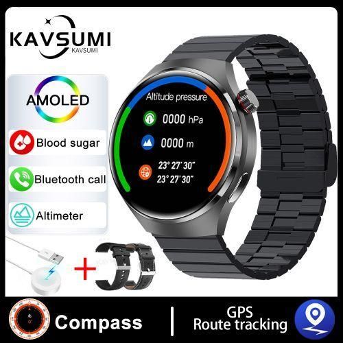 GT4 PRO Smart Watch AMOLED HD Screen GPS NFC Heart Rate Blood Sugar SmartWatch