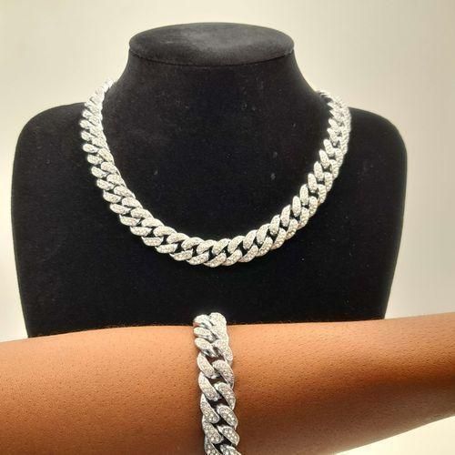 Iced Out Cuban Link Choker With Hand Chain