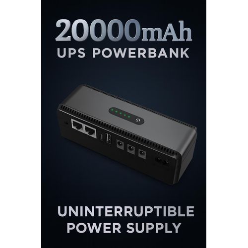 20000mAh LONG USAGE SMART UPS Backup Battery, Uninterrupted Power Supply for Security CCTV Camera,Routers POE Port,Phones 15V 24V, USB Output 5V 9V 12V, USB Protection with Backup Battery