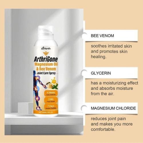 ArthriGone Magnesium Oil & Bee Venom Joint Care Spray - Fast Arthritis & Muscle Pain Relief Treatment Spray, Joint, Muscle Sore Pain Relief Spray with Magnesium Bone Therapy Pain Remedy - Reduce Joint Stiffness, Muscle Healing Spray, Joint and Bone Care