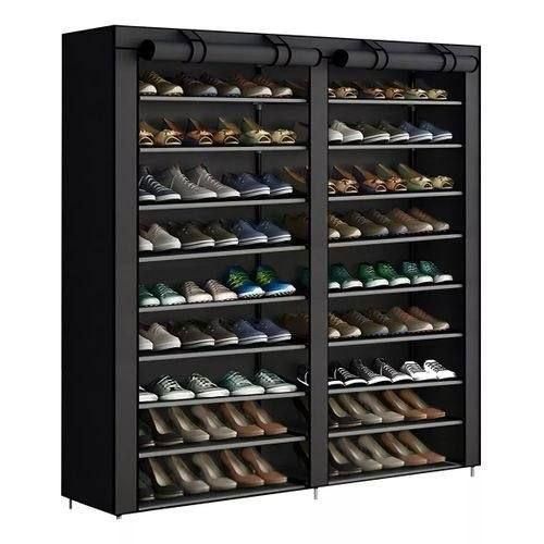10-tier Shoe Storage Organizer with Dustproof Cover - Closet Cabinet Shelf Holds up to 40 Pairs - For Doorway, Corridor, Balcony, Living Room