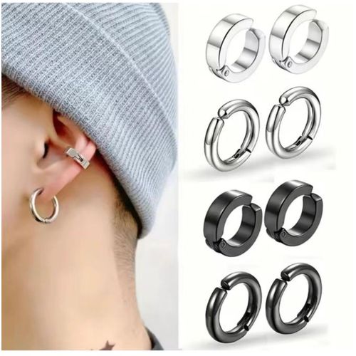 4 Set Unisex Non piercing Clip on Hoop Earrings