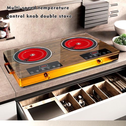 Double Burner Electric Cooker with 3500W Dual Coil Ceramic Infrared Portable & Built In Radiant Burners