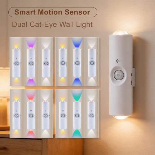 Magnetic RGB LED Night Light with 7 Adjustable Colors Automatic Night Light with Smart Light Sensor for Homes Offices Hallways and Bedrooms