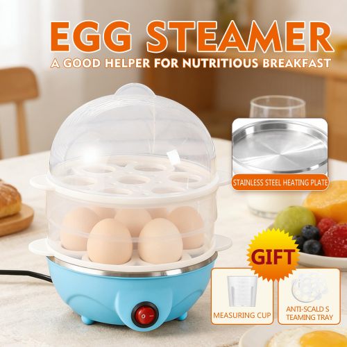 Rapid Egg Cooker 14 Egg Capacity Double-Layer Lazy Egg Boiler Multifunction Heated Milk Heated Food