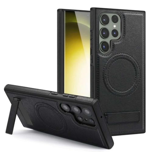 Leather Rugged Case With Kickstand For Samsung S22 Ultra
