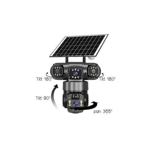 SOLAR-POWERED AUTOTRACKING COMPLETE 3 LENS CCTV CAMERA ULTRA HD 4K