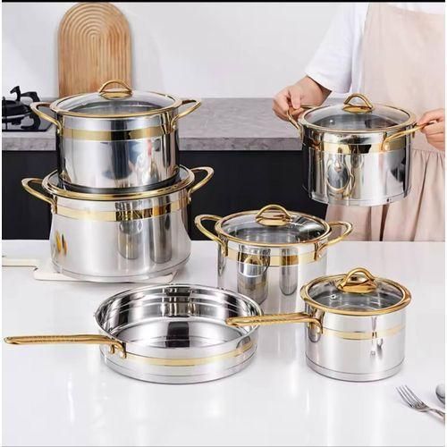 12-Piece Stainless Steel Cookware Set with Glass Lids