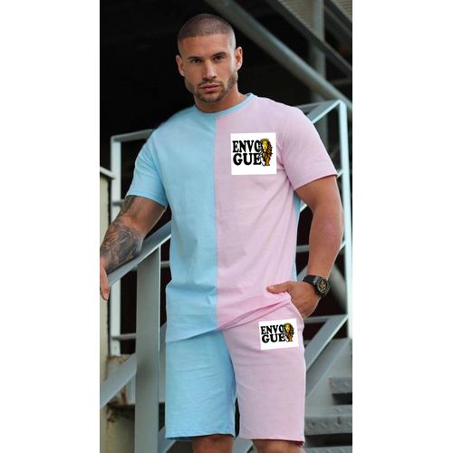 Unisex Elegant Envogue Up Down T-Shirt - Blue Pink