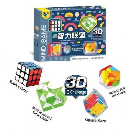 4Pcs Brain Teaser Set magic R-ubik's C-ubeMaze Snake TwistPuzzle 3D Game Bundle Set