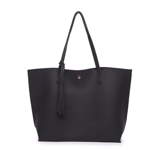 Big black women's shoulder tote bag