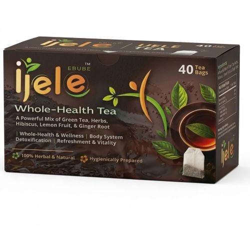 Ijele Whole-Health Tea (40 Tea Bags) – 100% Herbal & Natural Detox with Green Tea, Herbs, Hibiscus, Lemon Fruit & Ginger Root – For Whole-Health & Wellness, Body System Detoxification, Refreshment & Vitality