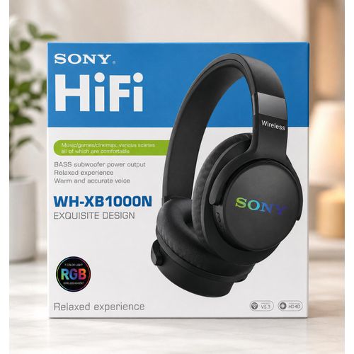 Sony WH-XB1000N Active Noise Cancellation Wireless Bluetooth Over Ear Headphones with Mic, Adaptive Sound Control, Quick Charge, - up to 50 Hours Battery Life with Quick Charge, On-ear style