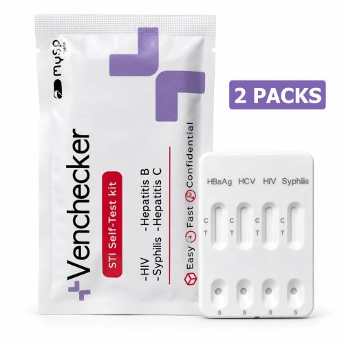 4-in-1 self test kit for HI-V, Syphilis, Hepatitis B and Hepatitis C - 2 Packs - Rapid testing for home use
