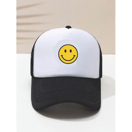 Smiley Emoji Trucker's Facecap - White & Black