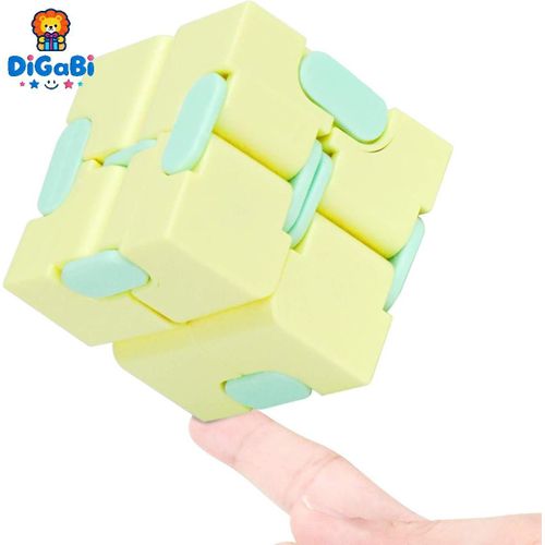 Infinity Cube Fidget Toy Stress Relieving Fidgeting Game for Kids and Adults,Cute Mini Unique Gadget for Anxiety Relief and Kill Time (Macaron Yellow)