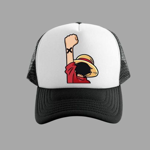 Unisex One Piece Luffy Trucker's Hat - White and Black