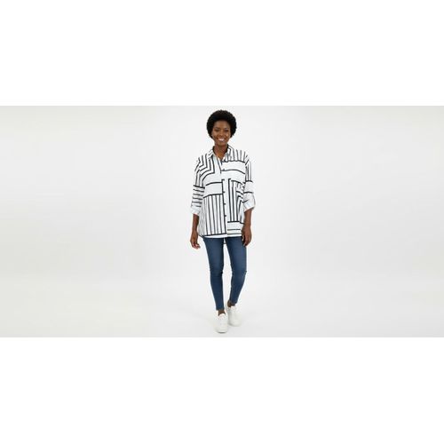 Women's white-and-black-striped shirt 2955299 L