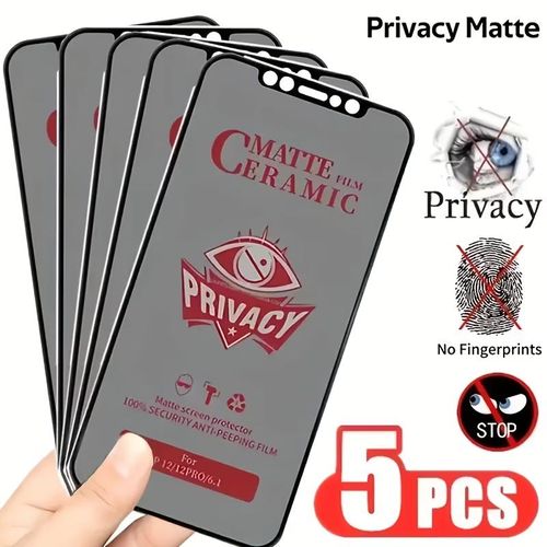 5pcs Matte Ceramic Privacy Screen Protector for iPhone 15/15 Plus/15 Pro/15 Pro Max AntiSpy Film (Not Glass)