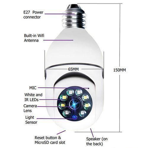 1080P Wireless 360 Rotate Auto Tracking Panoramic Camera Light Bulb Wifi PTZ IP Cam