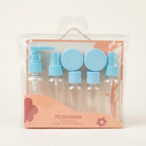 7pcs Portable Refillable Travel Bottle Set - Cosmetic Toiletry Kit Blue