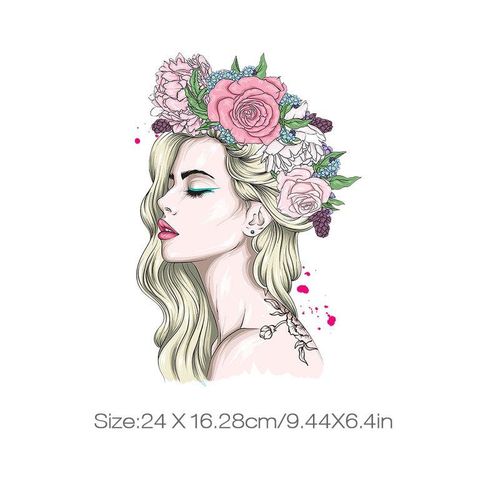 Girl -On Transfer Patches For Clothing Diy Washable Women T-Shirts Thermo Adhesive Patches Hoodie Sticker Applique