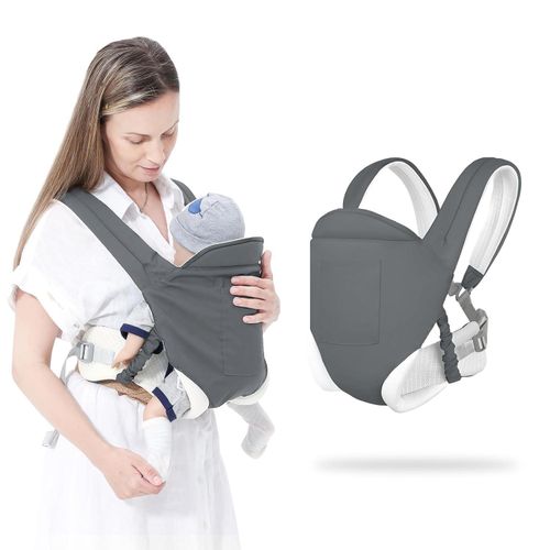 Multi-functional baby carrier - 0-36 months - Adjustable multi-functional shoulder straps - Protects baby's joints - Gray