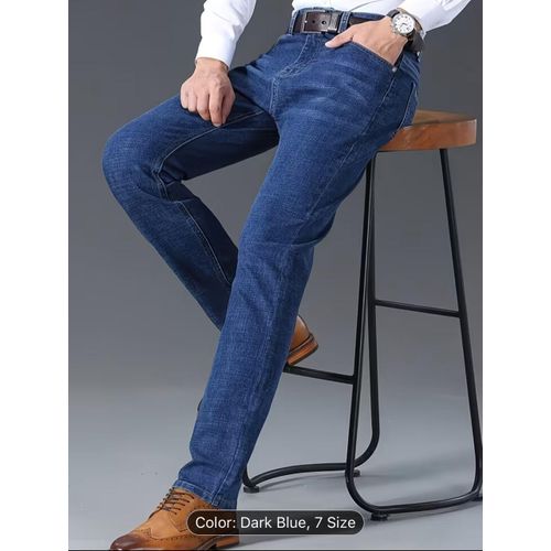 Classic Slim-Fit Denim Jeans For Men- Blue