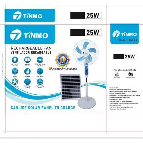 20 Inches Rechargeable Standing Fan + 12 Months Warranty + Solar Panel (TM -73)